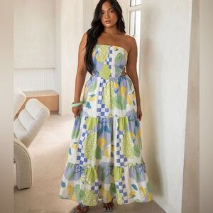 Sabo Skirt Multicolor Strapless Maxi Dress